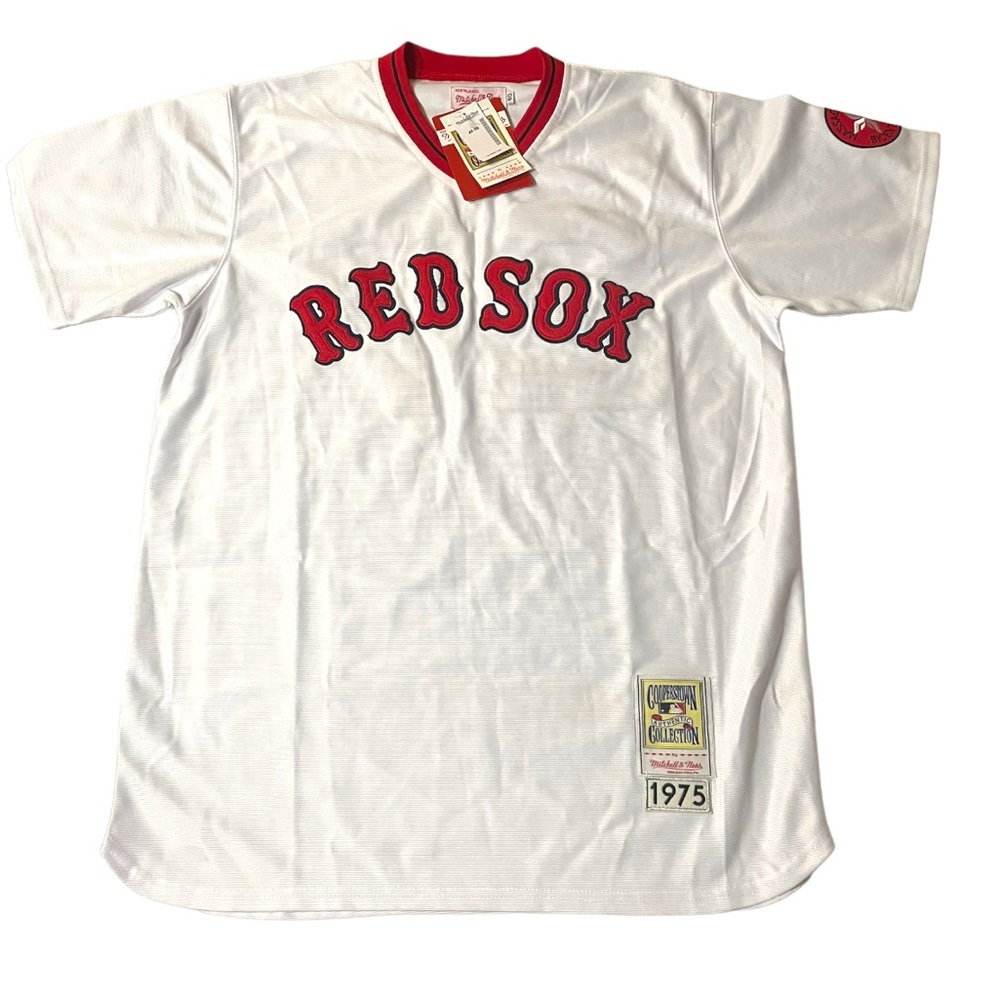 Mitchell & Ness 1975 Boston Red Sox #27 Carlton Fisk Baseball Jersey
